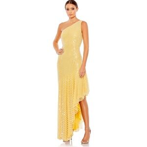 MAC DUGGAL ONE SHOULDER ASYMMETRICAL HEM DRESS Style #93741